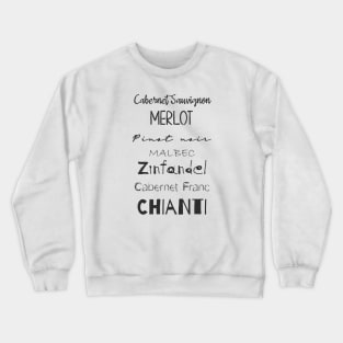 Red Wine List - Black Crewneck Sweatshirt